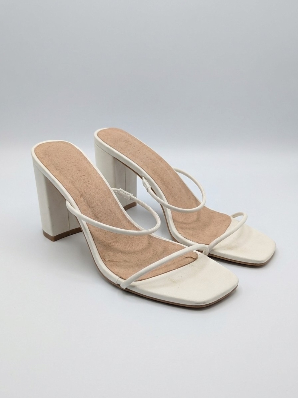 Billini White Minimalist Strappy Block Heels